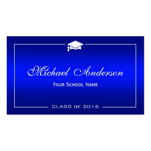 Graduation Name Card - Stylish Plain Blue Gradient Double-Sided Standard Business Cards (Pack Of 100)