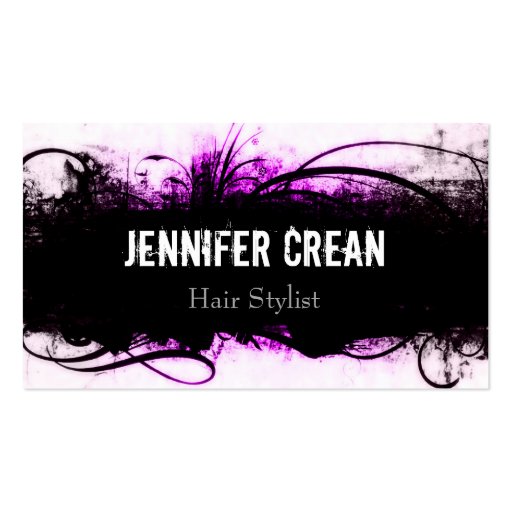 Grunge Pink and Black Business Card (front side)