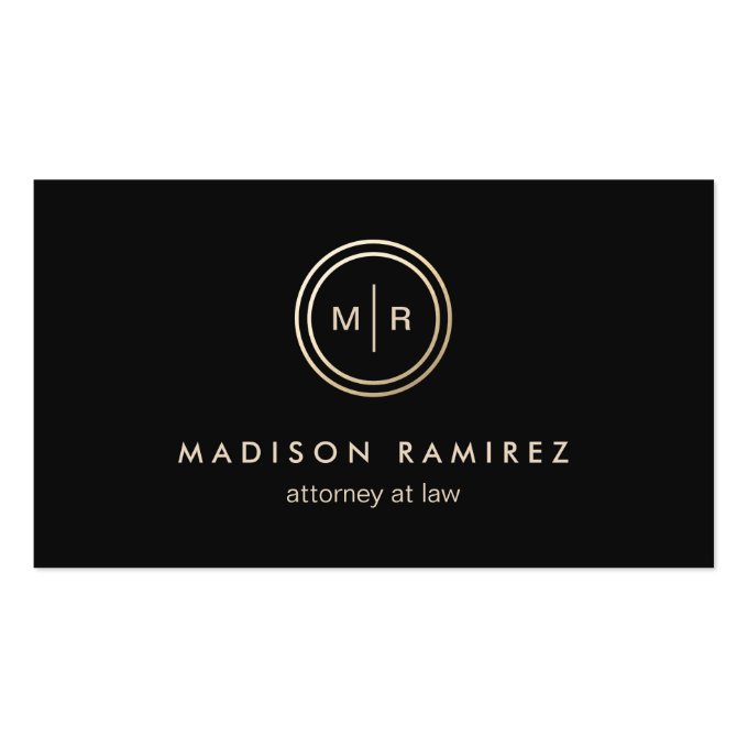 Professional Attorney Lawyer Modern Monogram Logo Business Card (front side)