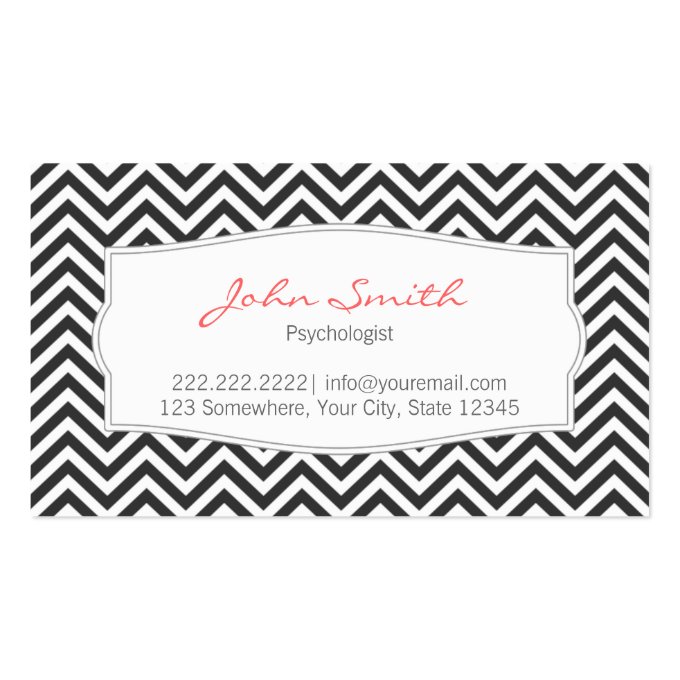 Dark Chevron Stripes Psychologist Business Card