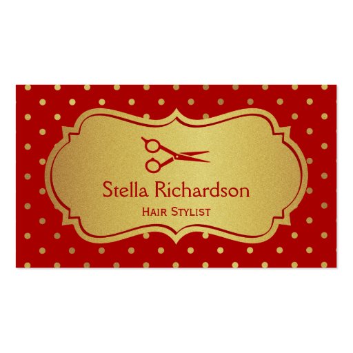 Hair Stylist - Eye Catching Hot Red Gold Dots Business Card