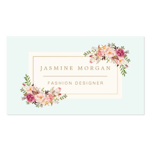 Elegant Pastel Watercolor Floral Boutique Deco Double-Sided Standard Business Cards (Pack Of 100) (front side)