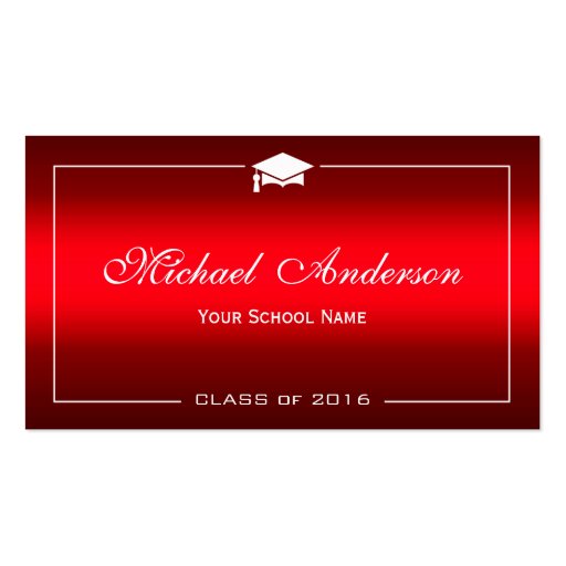 Graduation Name Card - Stylish Plain Red Gradient Double-Sided Standard Business Cards (Pack Of 100) (front side)