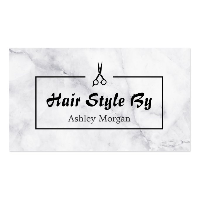 Hair Stylist Scissors Trendy Marble Modern Look Business Card