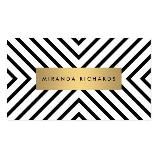 Luxe Mod Black and White Pattern with Gold Bar Double-Sided Standard Business Cards (Pack Of 100) (front side)