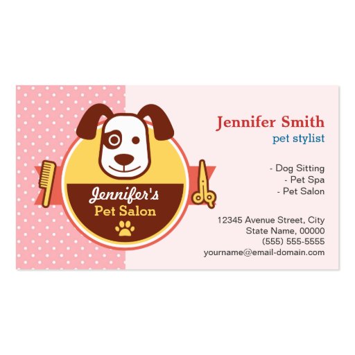Dog Pet Spa Salon - Appointment Card Business Card Template (front side)