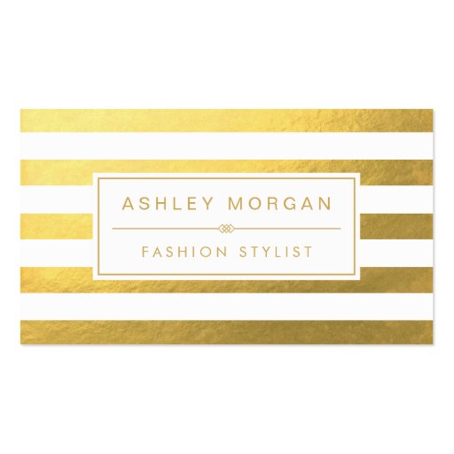 Elegant Gold White Stripes - Chic and Stylish Double-Sided Standard Business Cards (Pack Of 100)