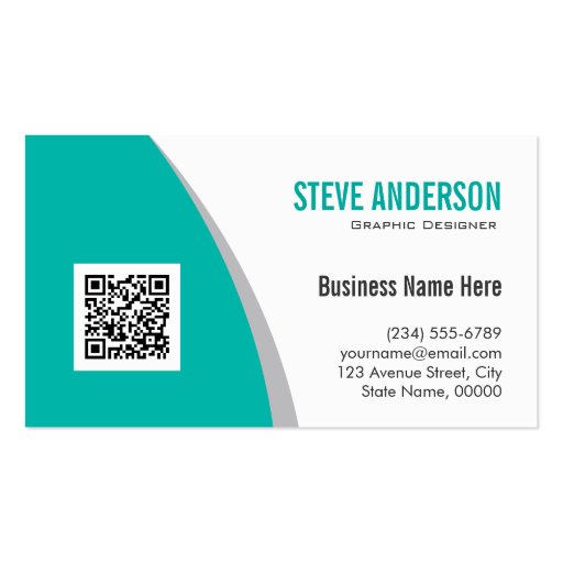 Corporate QR Code Logo - Modern Classy Teal Green Double-Sided Standard Business Cards (Pack Of 100)
