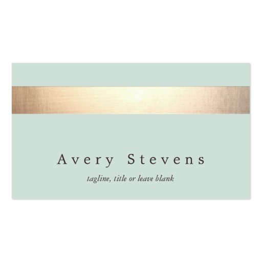 Gold Colored Stripe Modern Stylish Light Turquoise Double-Sided Standard Business Cards (Pack Of 100) (front side)
