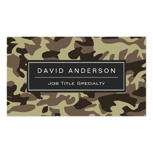 Hunter Stylish Military Camouflage Camo Pattern Business Card Template (front side)