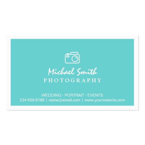 Photography Photo Showcase Modern Tiffany Blue Double-Sided Standard Business Cards (Pack Of 100) (front side)
