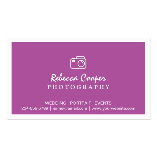 Photography Photo Showcase Elegant Orchid Purple Double-Sided Standard Business Cards (Pack Of 100)