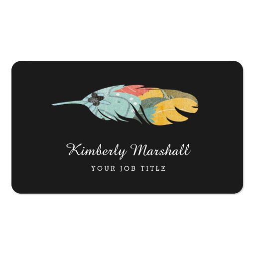 Modern Feather Business Cards / Melon (front side)