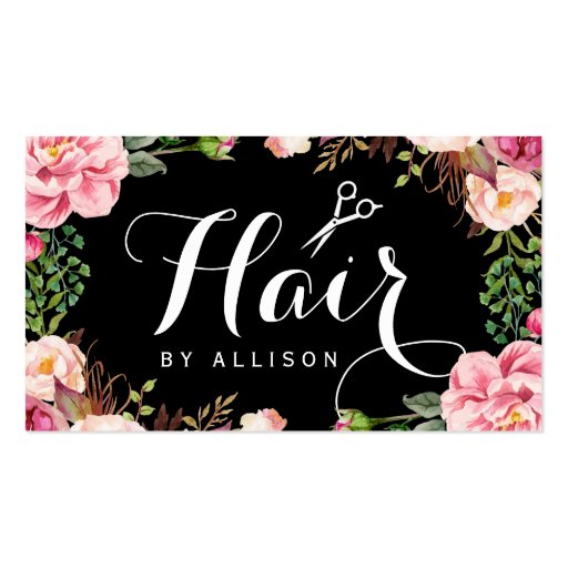 Hair Stylist Script Floral Wrapping Appointment Double-Sided Standard Business Cards (Pack Of 100) (front side)