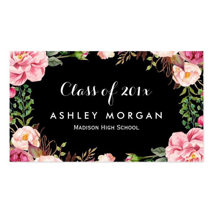 Gorgeous Floral Girly Graduation Students Business Card