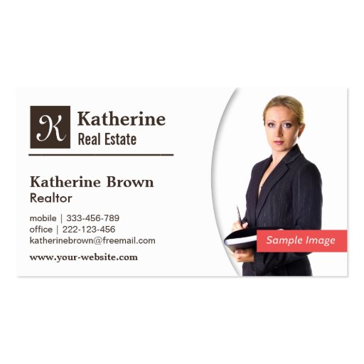 Modern, Monogram, Realtor, Real Estate, Photo Double-Sided Standard Business Cards (Pack Of 100)