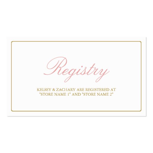 Lovely Arrows Registry Cards / Blush & Gold Double-Sided Standard Business Cards (Pack Of 100) (front side)