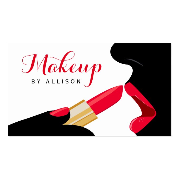 Impressive Makeup Artist Hot Red Lips Lipstick Business Card (front side)