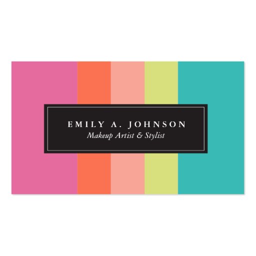 Personalized | Bright Stripes Double-Sided Standard Business Cards (Pack Of 100) (front side)