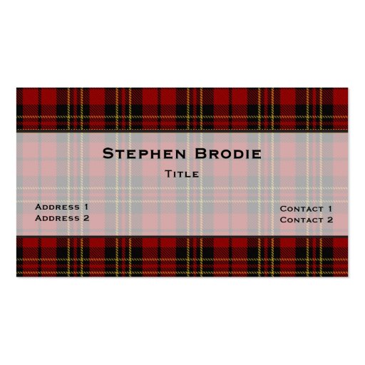 Stylish Brodie Tartan Plaid Custom Double-Sided Standard Business Cards (Pack Of 100)