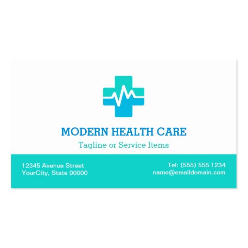 Medical Health Care - Modern Clean ECG logo Business Cards (front side)