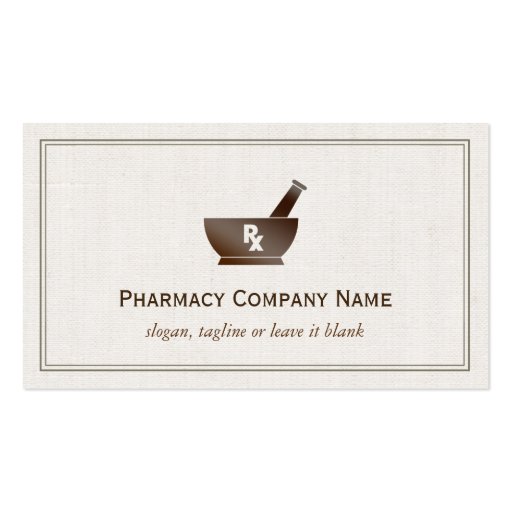 RX Symbol Pharmacy Chemist Company - Classic Linen Business Card Template (front side)