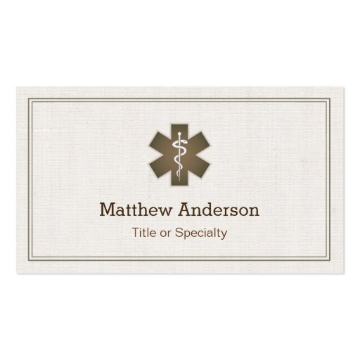 Staff of Asclepius Medical Symbol - Physician Business Card (front side)