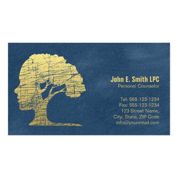 Blue Psychologist Personal Counselor Appointment Business Card (front side)