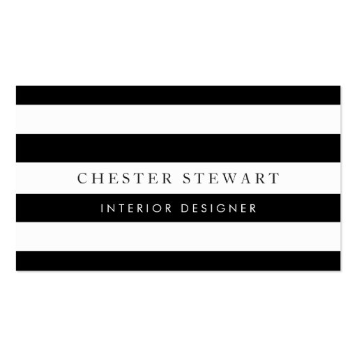 Elegant Black White Striped - Simple Minimalist Double-Sided Standard Business Cards (Pack Of 100)