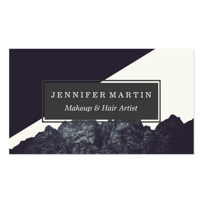 Modern Black and White Rocky Mountain Art Business Card