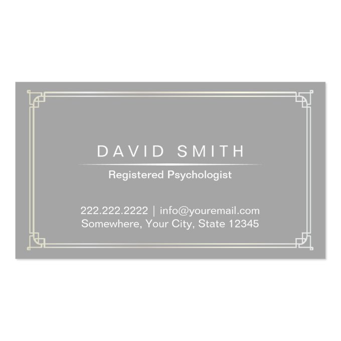 Psychologist Appointment Card Plain Gray Framed Business Card (front side)