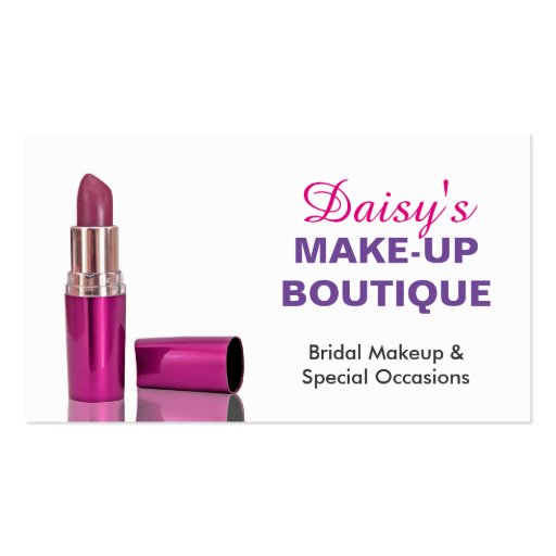 Makeup Boutique Salon Stylish Pink Purple Lipstick Double-Sided Standard Business Cards (Pack Of 100) (front side)
