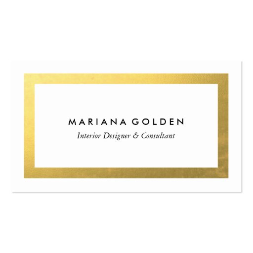 Thick Gold Border on White Business Card Template Pack Of Standard Business Cards (front side)