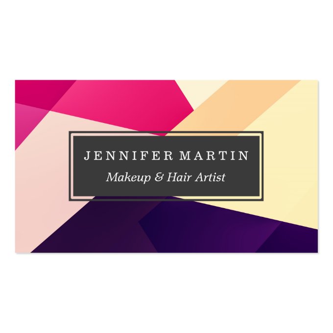 Modern Pink Yellow Black Geometric Pattern Business Card (front side)