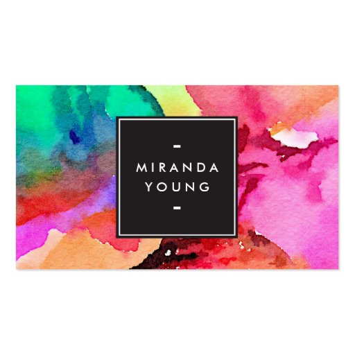 Cool Abstract Multi-color Watercolors Modern Double-Sided Standard Business Cards (Pack Of 100) (front side)