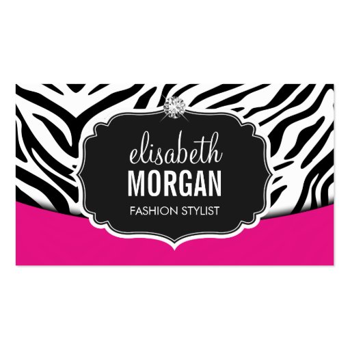 Fashionable Pink Black Zebra Print Appointment Business Card (front side)