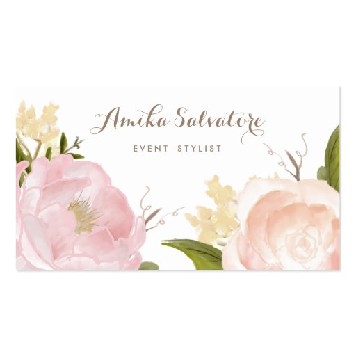 Romantic Watercolor Flowers Business Card Pack Of Standard Business Cards