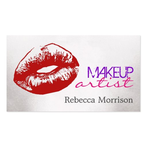 Makeup Artist Cosmetologist Red Lips Double-Sided Standard Business Cards (Pack Of 100) (front side)