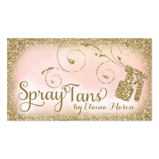 311 Vintage Glam Spray Tan Gold Glitter Pink Double-Sided Standard Business Cards (Pack Of 100)