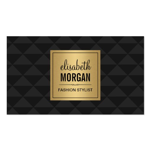 Abstract Diamond Style - Elegant Luxury Black Gold Double-Sided Standard Business Cards (Pack Of 100)