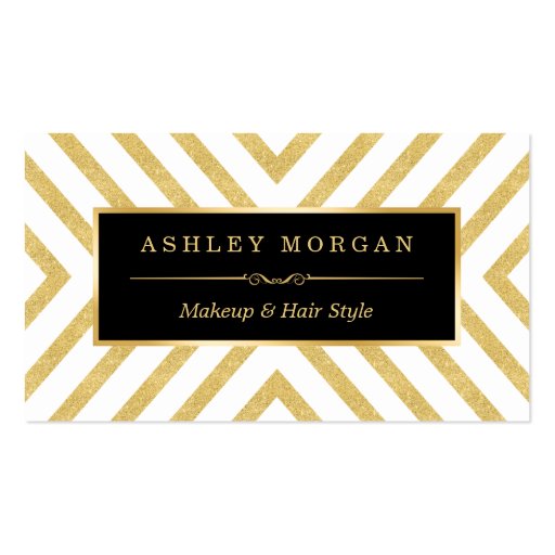 Stylish Gold Glitter Black Modern Premium Look Double-Sided Standard Business Cards (Pack Of 100)