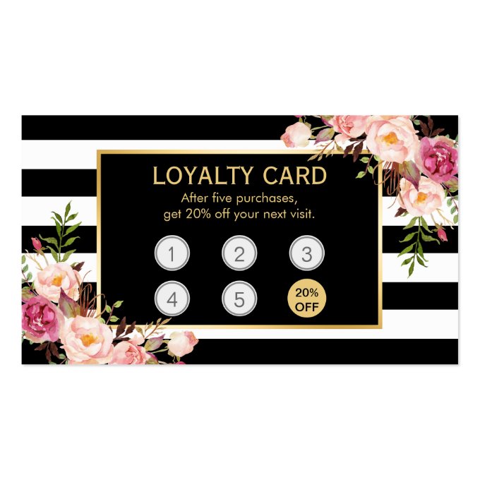 Loyalty Card Vintage Gold Floral Beauty Salon Business Card (front side)