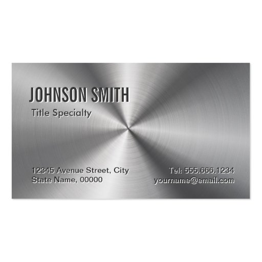 Professional Plain Sliver Radial Metallic Look Double-Sided Standard Business Cards (Pack Of 100)