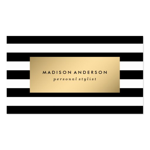 Chic Stripes in Gold | Business Cards (front side)