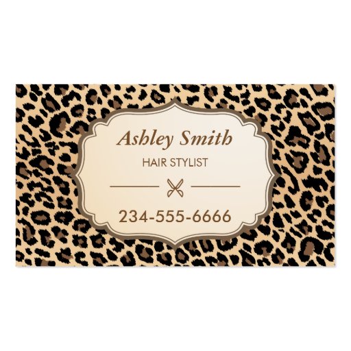 Classy Leopard Print Hair Stylist Appointment Card Business Card (front side)