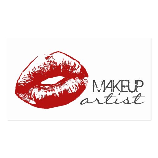 Elegant Red Lips Makeup Artist Cosmetologist Double-Sided Standard Business Cards (Pack Of 100) (front side)