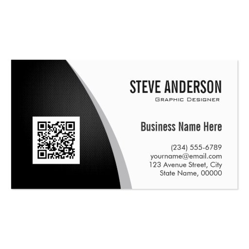 Corporate QR Code Logo - Professional Black White Double-Sided Standard Business Cards (Pack Of 100)