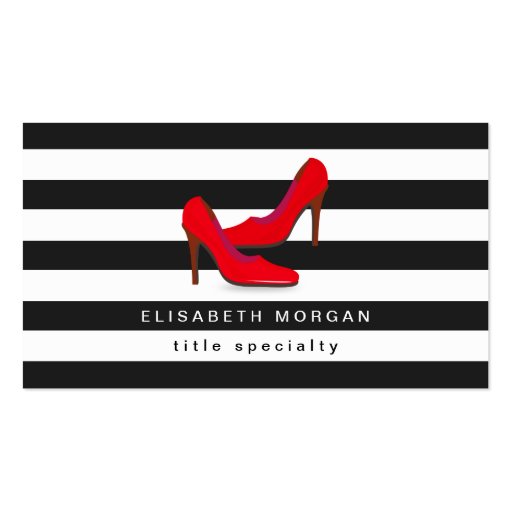Fashion Hot Red High Heels Shoes - Classic Stripes Double-Sided Standard Business Cards (Pack Of 100)