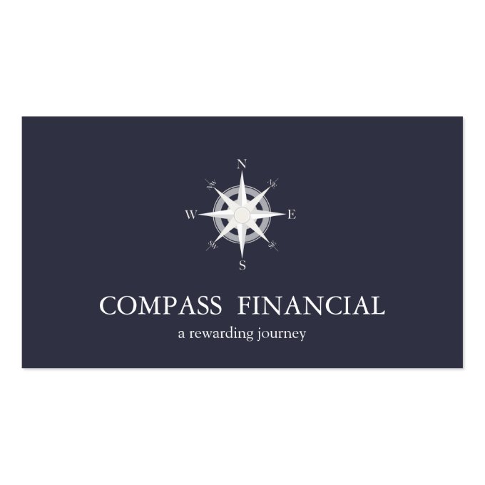 Compass Navy Blue Nautical Financial Advisor Business Card (front side)
