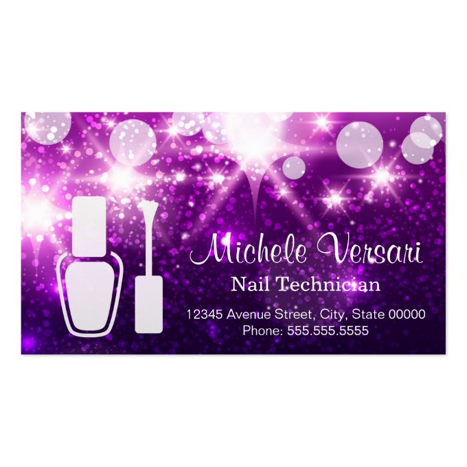 Purple Glamour NAIL TECHNICIAN Appointment Card Business Card (front side)